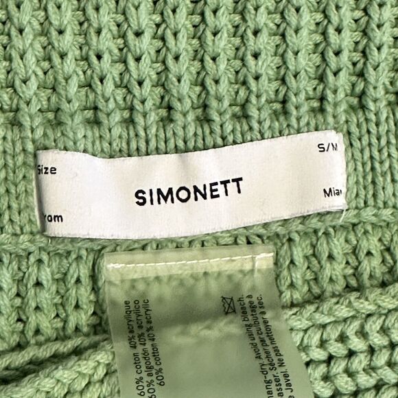 Simonett Spring Nanu Knit Tie Up Top S/M Green Cotton - Picture 7 of 8